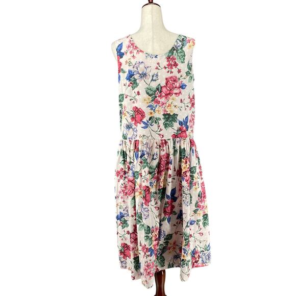 Vtg 80s 90s NOS Brights Creek Cottage Garden Midi Dress Romantic Boho 14? Floral - Picture 3 of 16